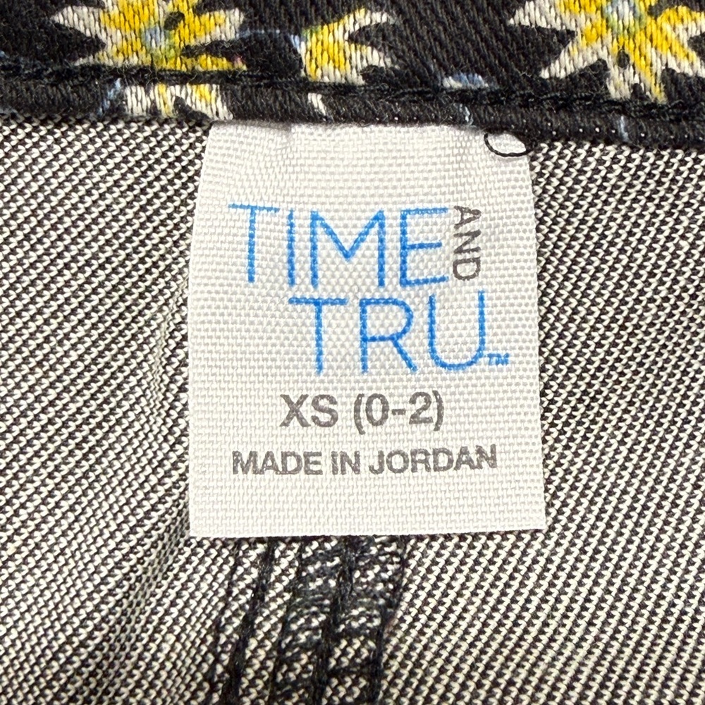 Time And Tru size XS Women’s Black Blue Floral High Rise Jeggings Leggings NWT - Picture 7 of 8